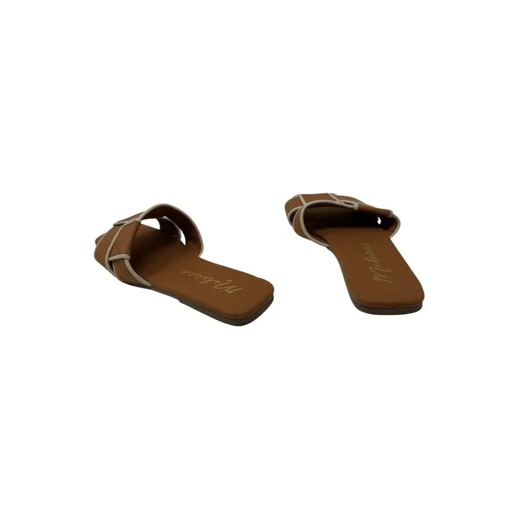 Matisse Biscayne Slide Sandals Woven Square Toe Brown Ivory Women's 7